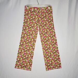 Jenni by Jennifer Moore Womens Pink Green Floral Cotton Pajama Pants Medium